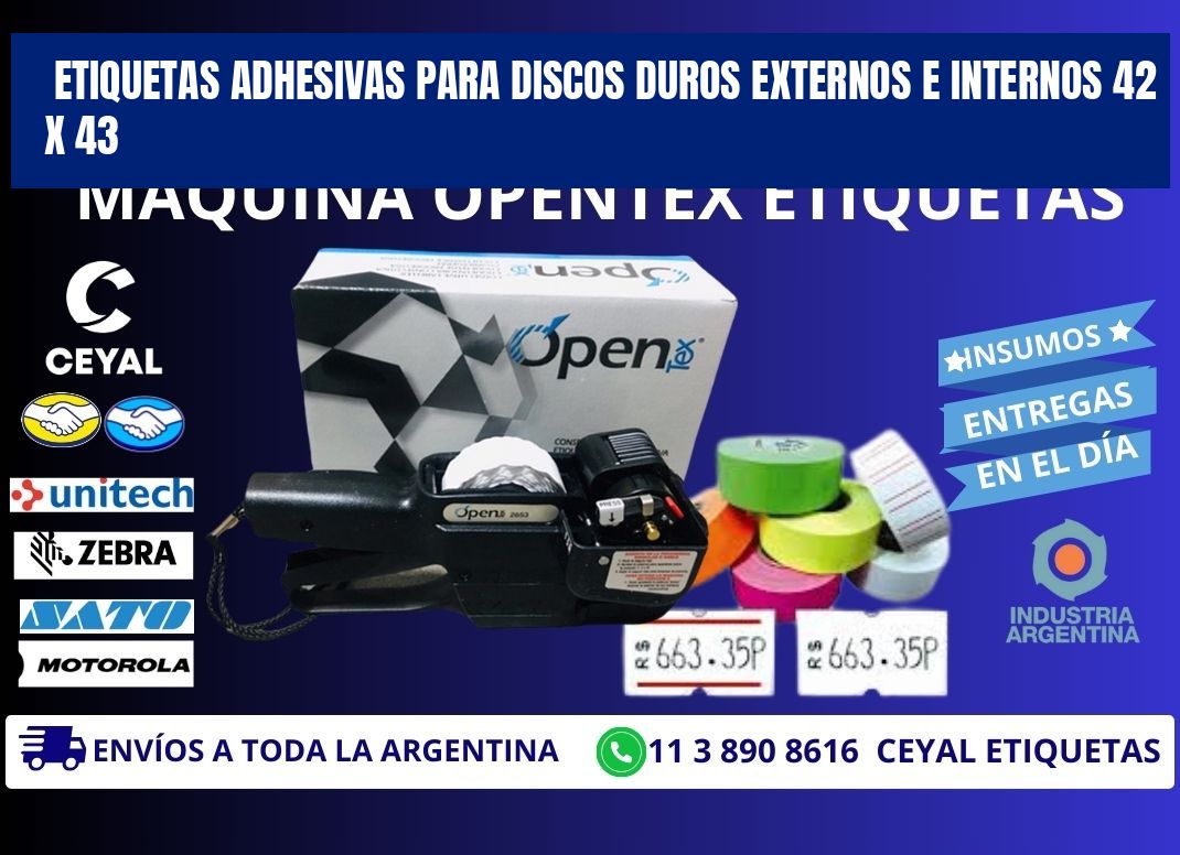 ETIQUETAS ADHESIVAS PARA DISCOS DUROS EXTERNOS E INTERNOS 42 x 43