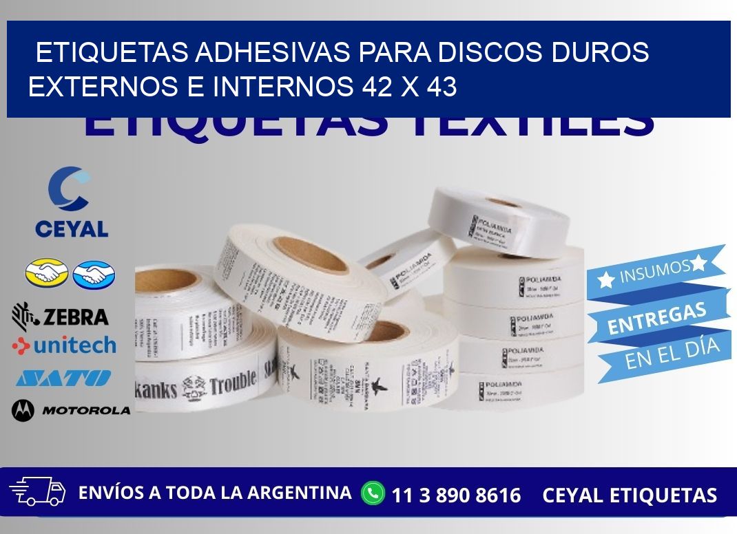 ETIQUETAS ADHESIVAS PARA DISCOS DUROS EXTERNOS E INTERNOS 42 x 43