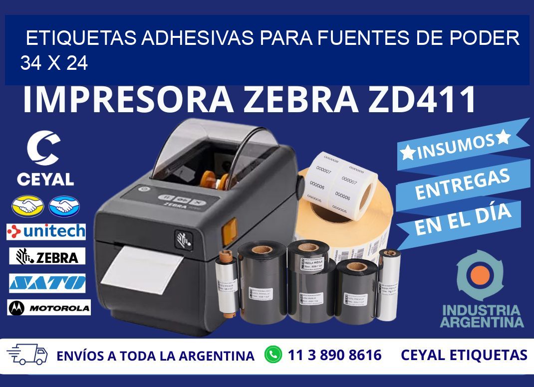 ETIQUETAS ADHESIVAS PARA FUENTES DE PODER 34 x 24