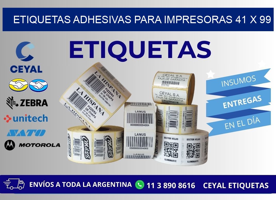 ETIQUETAS ADHESIVAS PARA IMPRESORAS 41 x 99