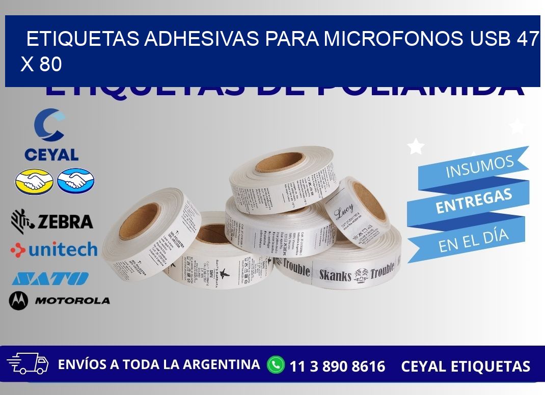 ETIQUETAS ADHESIVAS PARA MICROFONOS USB 47 x 80