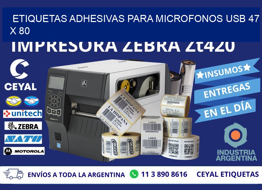 ETIQUETAS ADHESIVAS PARA MICROFONOS USB 47 x 80