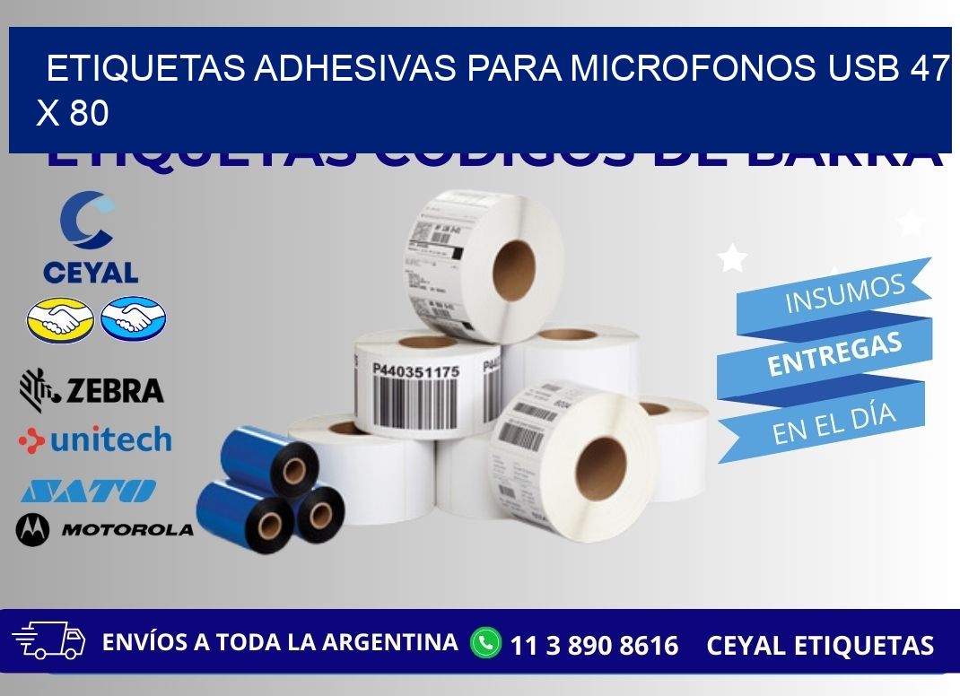 ETIQUETAS ADHESIVAS PARA MICROFONOS USB 47 x 80