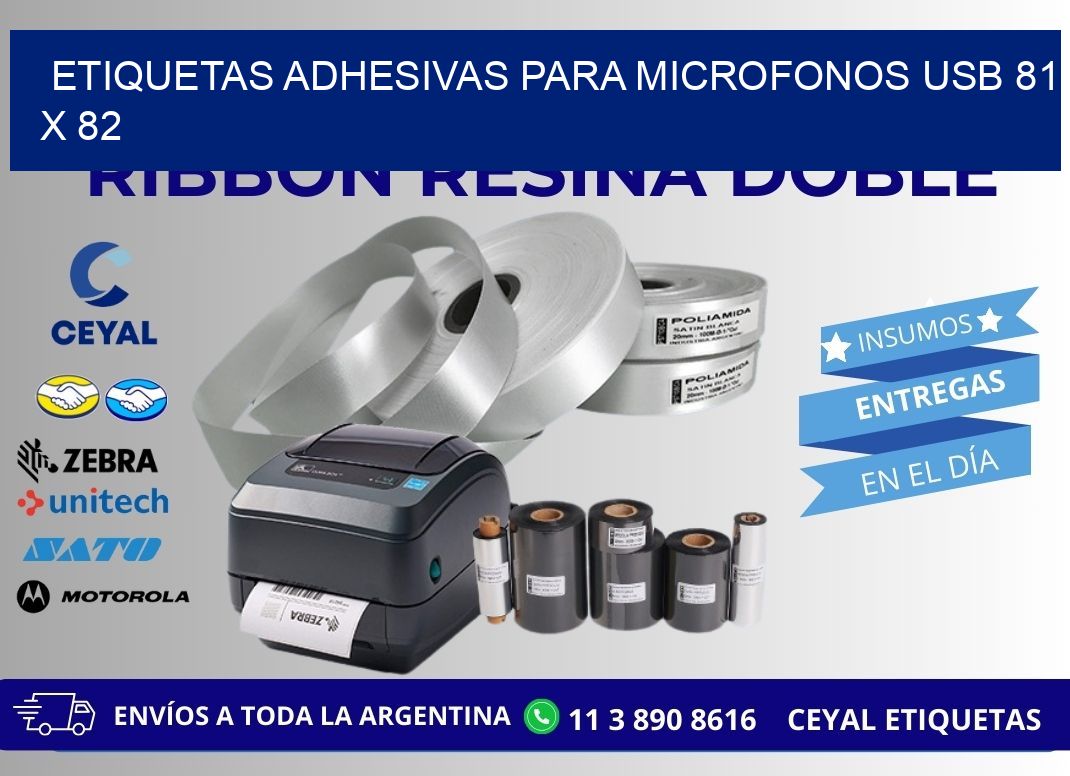 ETIQUETAS ADHESIVAS PARA MICROFONOS USB 81 x 82