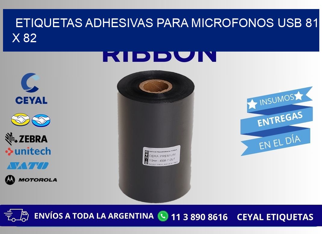 ETIQUETAS ADHESIVAS PARA MICROFONOS USB 81 x 82