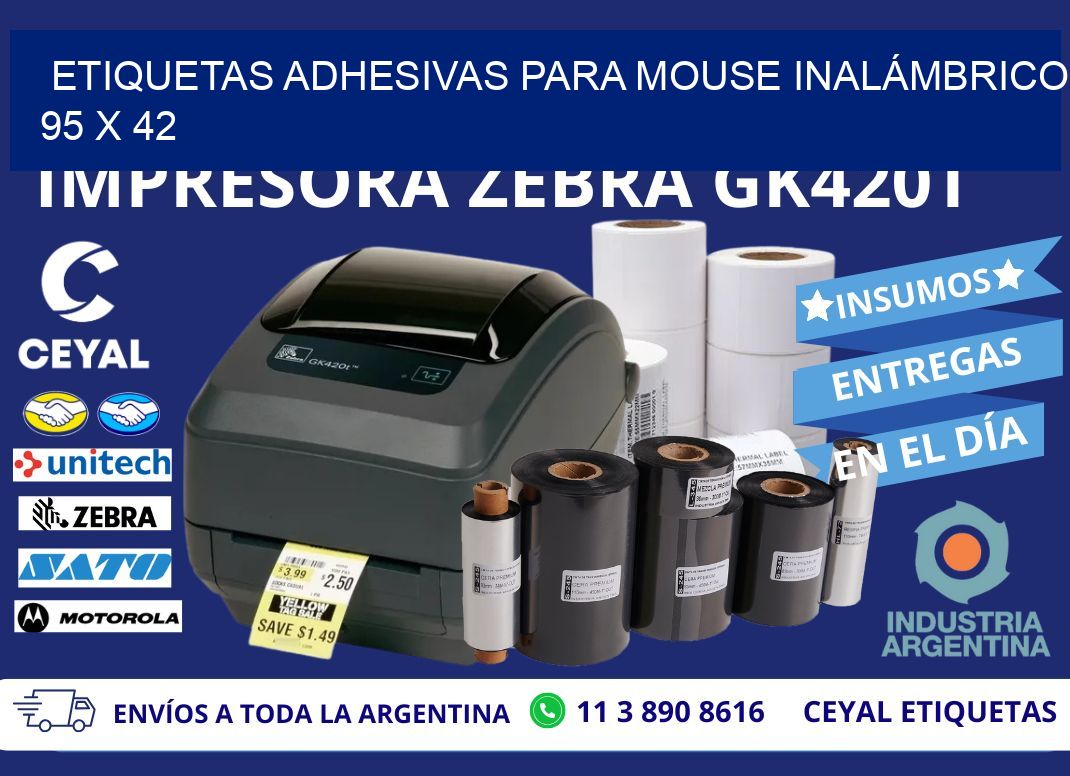 ETIQUETAS ADHESIVAS PARA MOUSE INALÁMBRICO 95 x 42