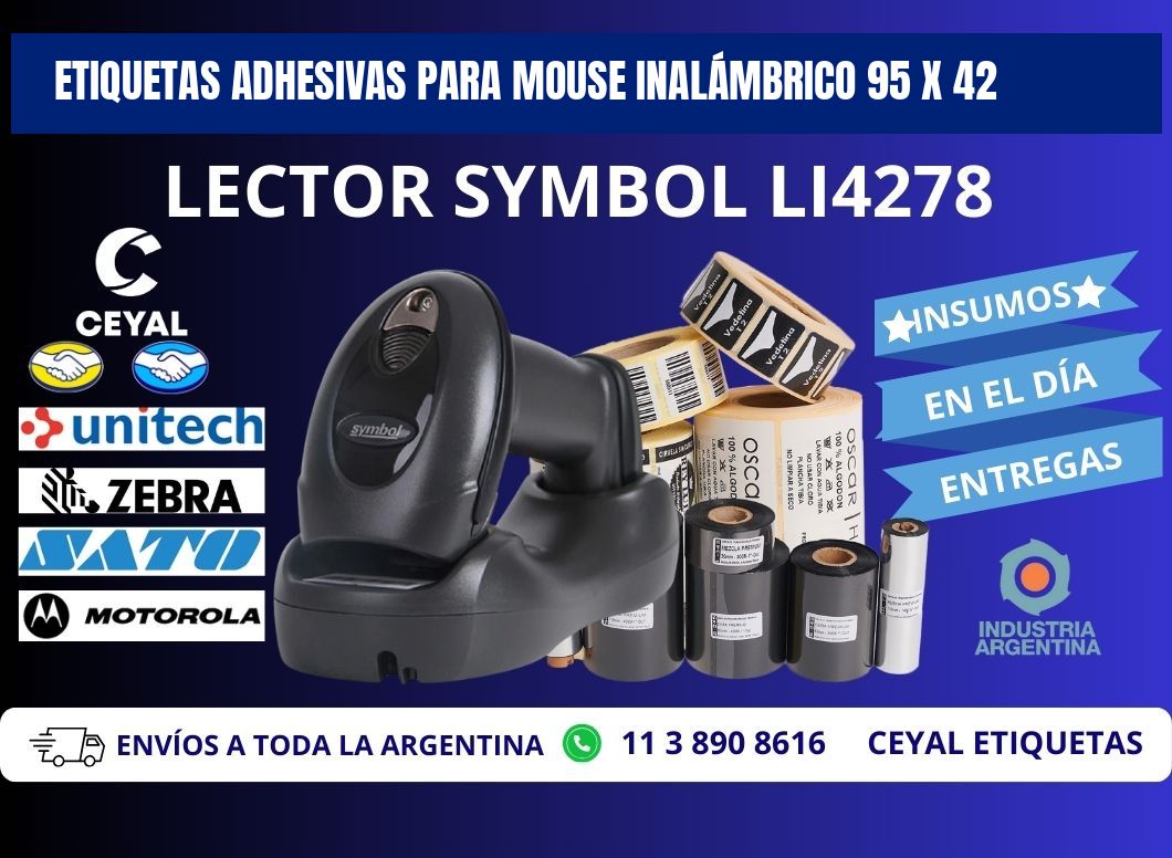 ETIQUETAS ADHESIVAS PARA MOUSE INALÁMBRICO 95 x 42