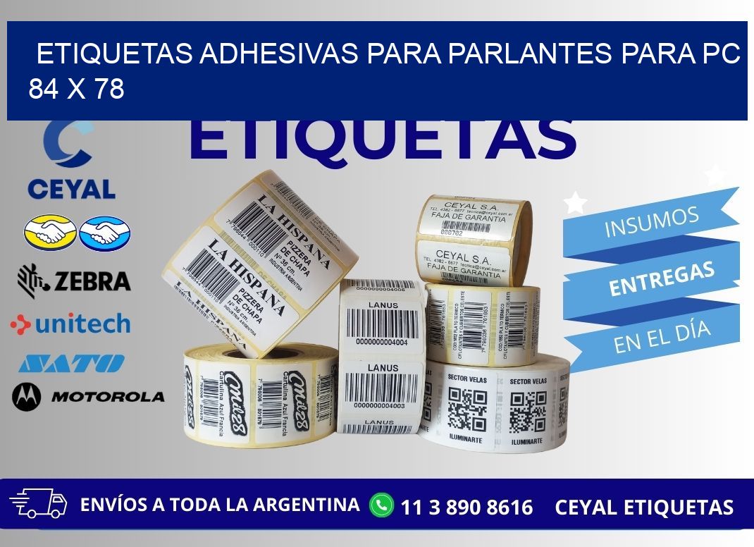 ETIQUETAS ADHESIVAS PARA PARLANTES PARA PC 84 x 78