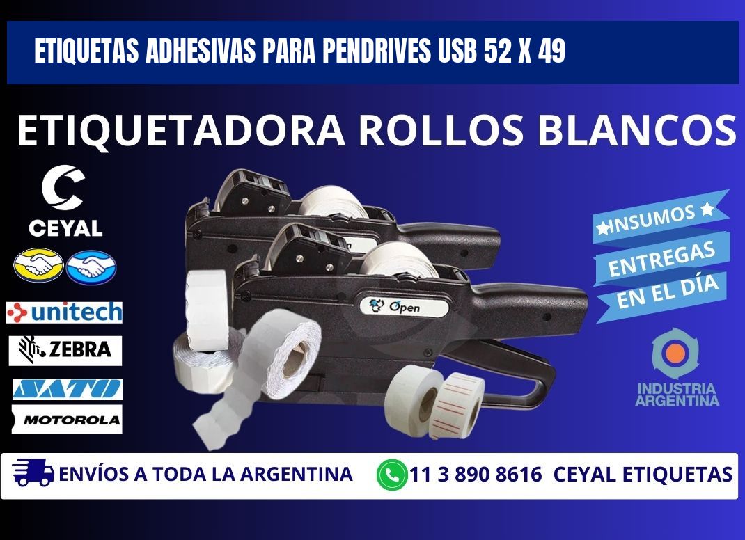 ETIQUETAS ADHESIVAS PARA PENDRIVES USB 52 x 49