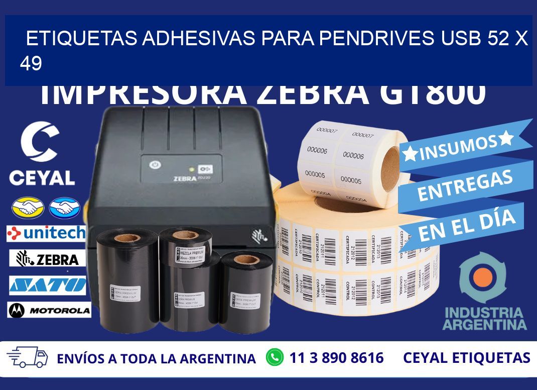 ETIQUETAS ADHESIVAS PARA PENDRIVES USB 52 x 49