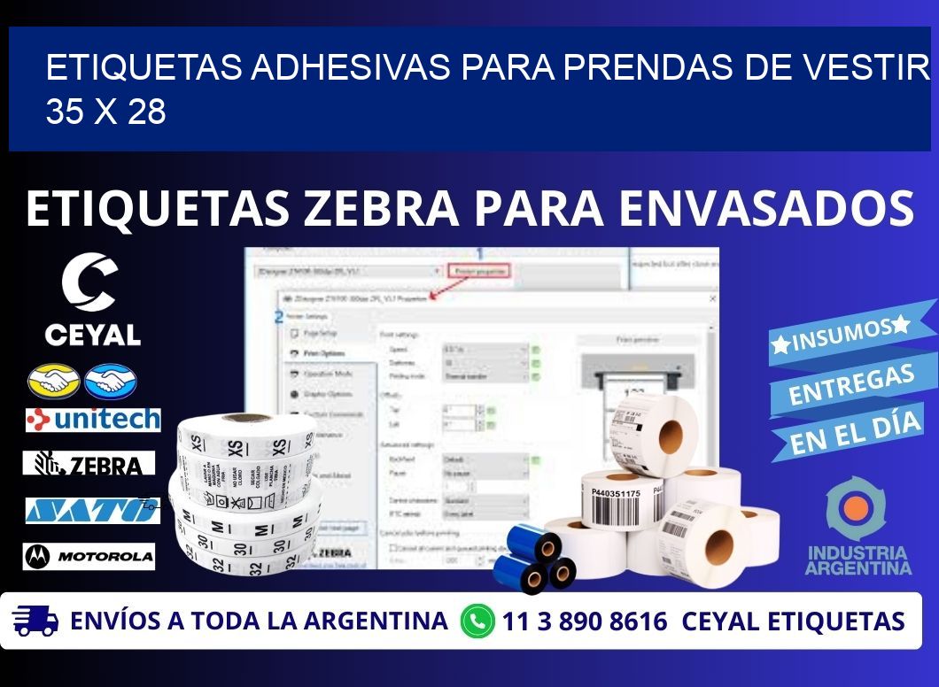 ETIQUETAS ADHESIVAS PARA PRENDAS DE VESTIR  35 x 28