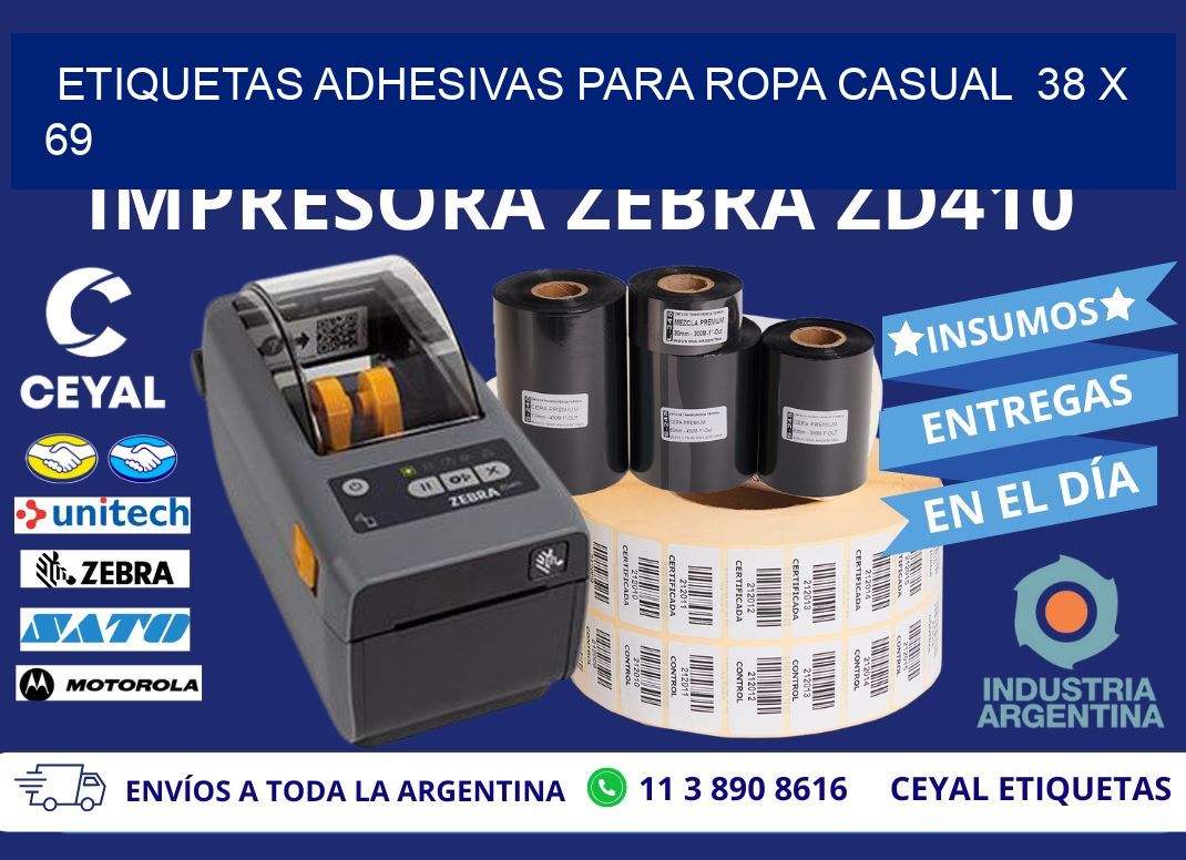 ETIQUETAS ADHESIVAS PARA ROPA CASUAL  38 x 69