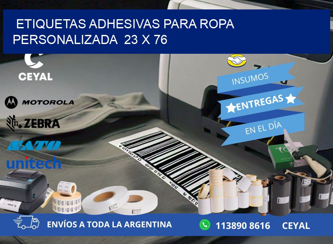 ETIQUETAS ADHESIVAS PARA ROPA PERSONALIZADA  23 x 76