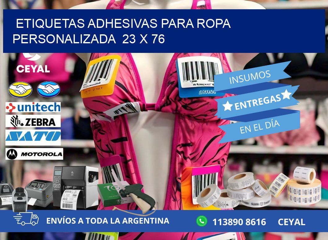 ETIQUETAS ADHESIVAS PARA ROPA PERSONALIZADA  23 x 76