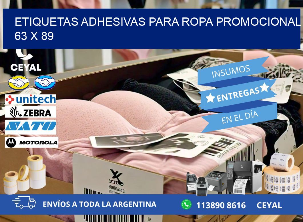 ETIQUETAS ADHESIVAS PARA ROPA PROMOCIONAL  63 x 89