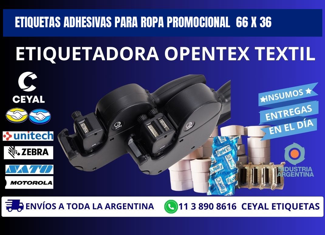 ETIQUETAS ADHESIVAS PARA ROPA PROMOCIONAL 66 x 36