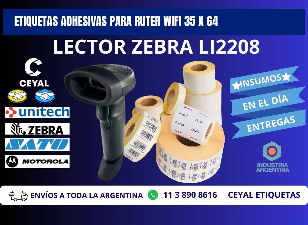 ETIQUETAS ADHESIVAS PARA RUTER WIFI 35 x 64