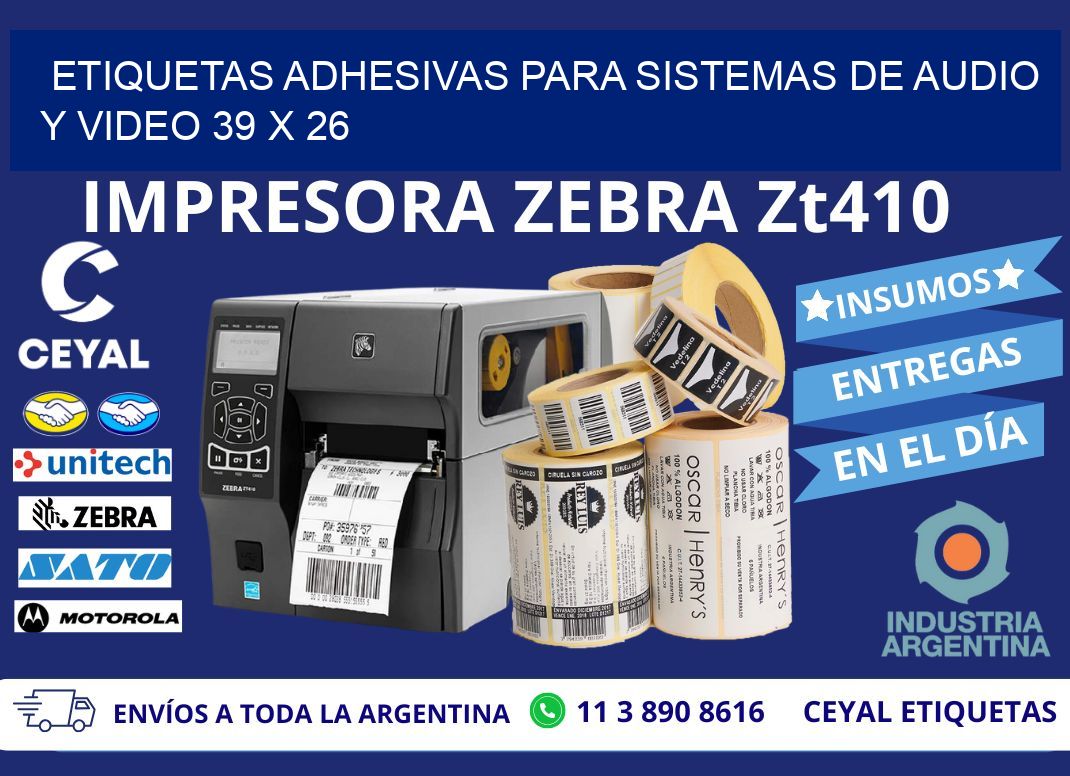 ETIQUETAS ADHESIVAS PARA SISTEMAS DE AUDIO Y VIDEO 39 x 26