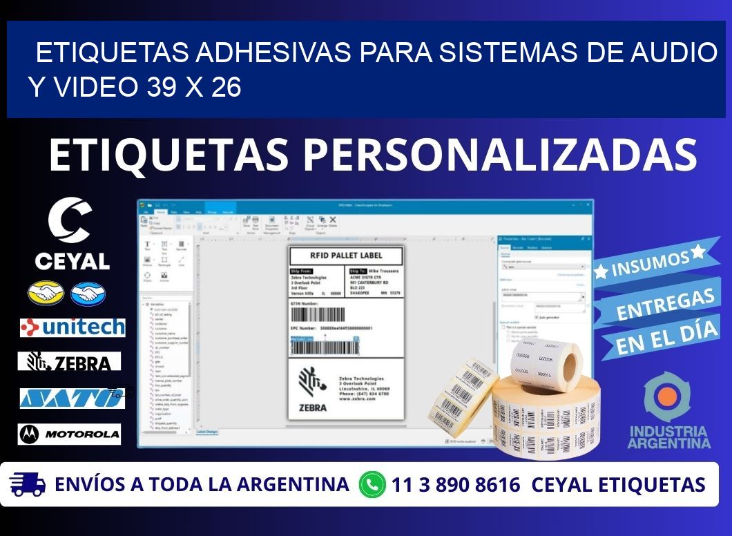 ETIQUETAS ADHESIVAS PARA SISTEMAS DE AUDIO Y VIDEO 39 x 26