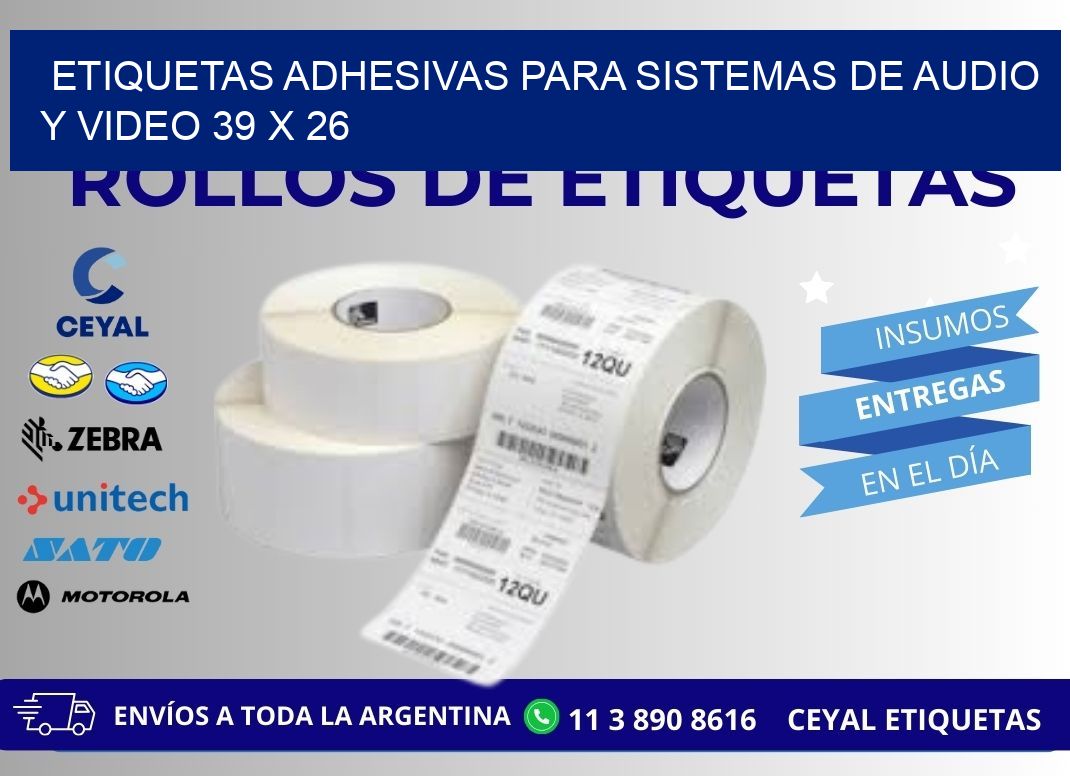 ETIQUETAS ADHESIVAS PARA SISTEMAS DE AUDIO Y VIDEO 39 x 26