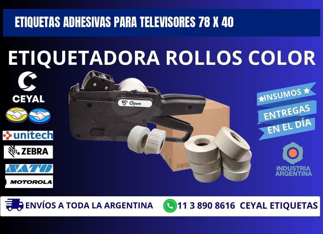 ETIQUETAS ADHESIVAS PARA TELEVISORES 78 x 40