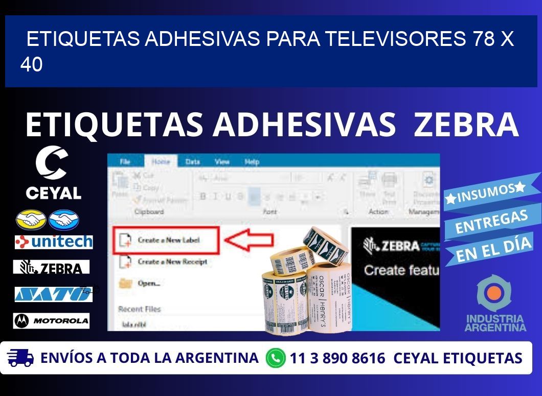 ETIQUETAS ADHESIVAS PARA TELEVISORES 78 x 40