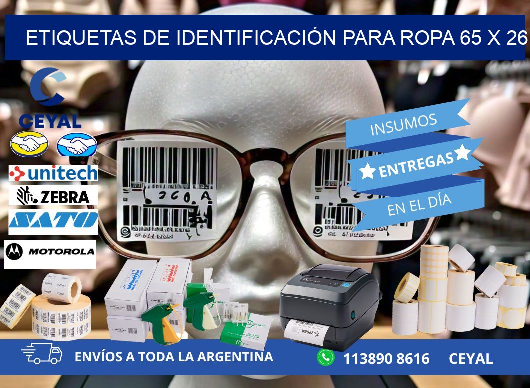 ETIQUETAS DE IDENTIFICACIÓN PARA ROPA 65 x 26