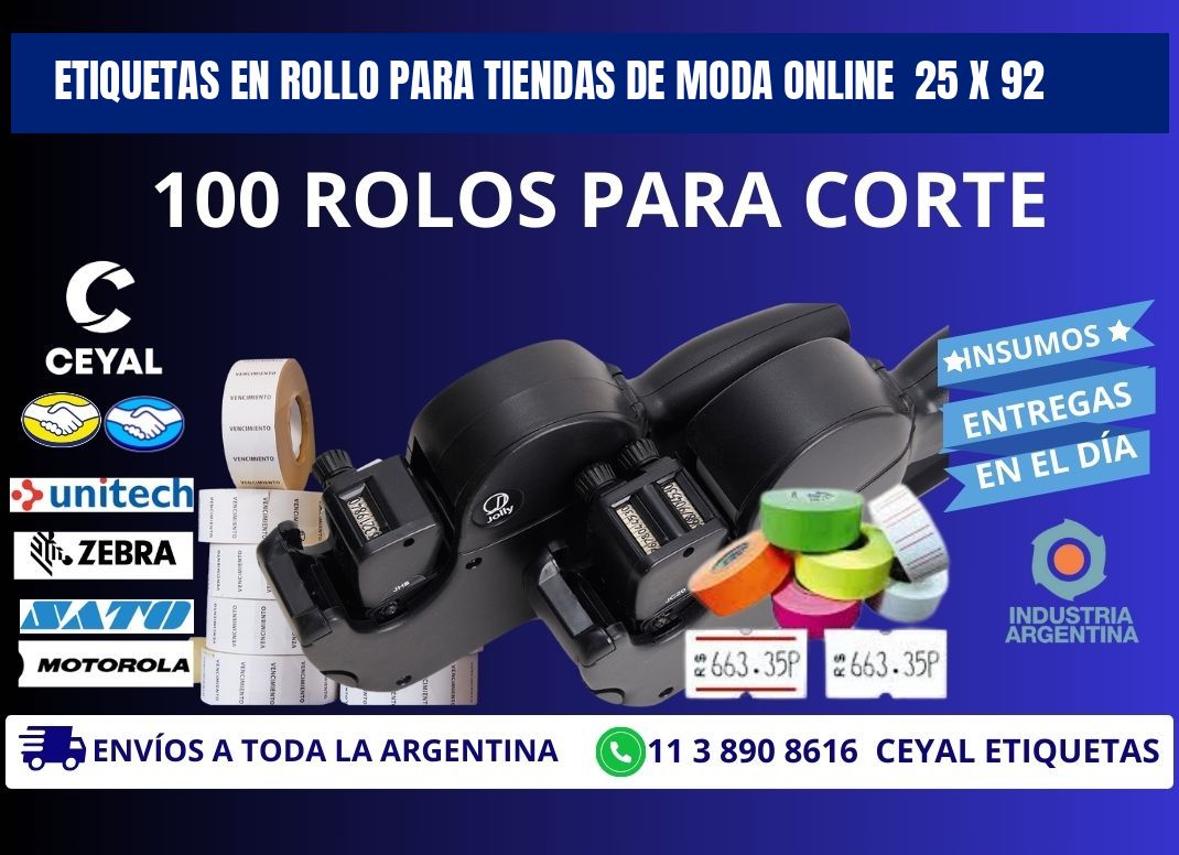 ETIQUETAS EN ROLLO PARA TIENDAS DE MODA ONLINE 25 x 92