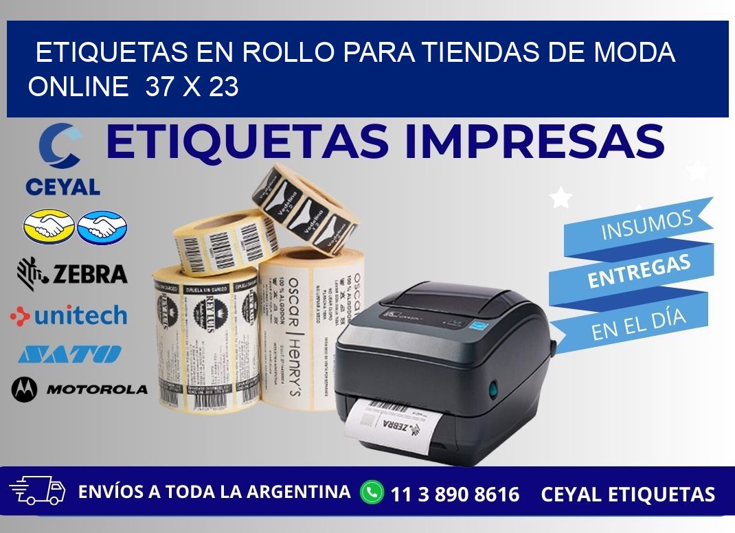 ETIQUETAS EN ROLLO PARA TIENDAS DE MODA ONLINE  37 x 23