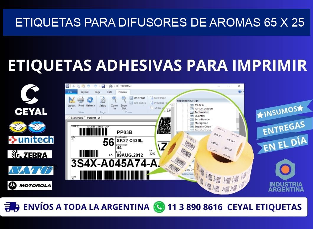 ETIQUETAS PARA DIFUSORES DE AROMAS 65 x 25