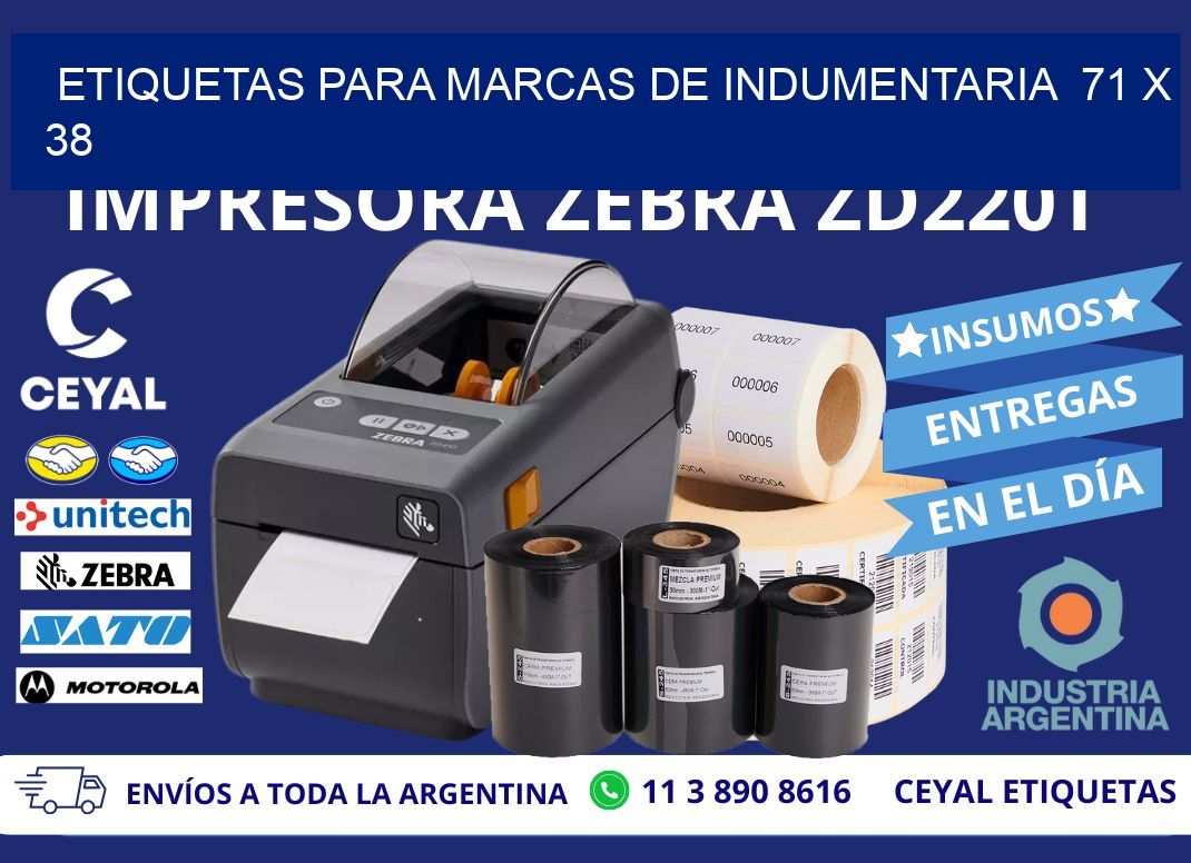 ETIQUETAS PARA MARCAS DE INDUMENTARIA  71 x 38