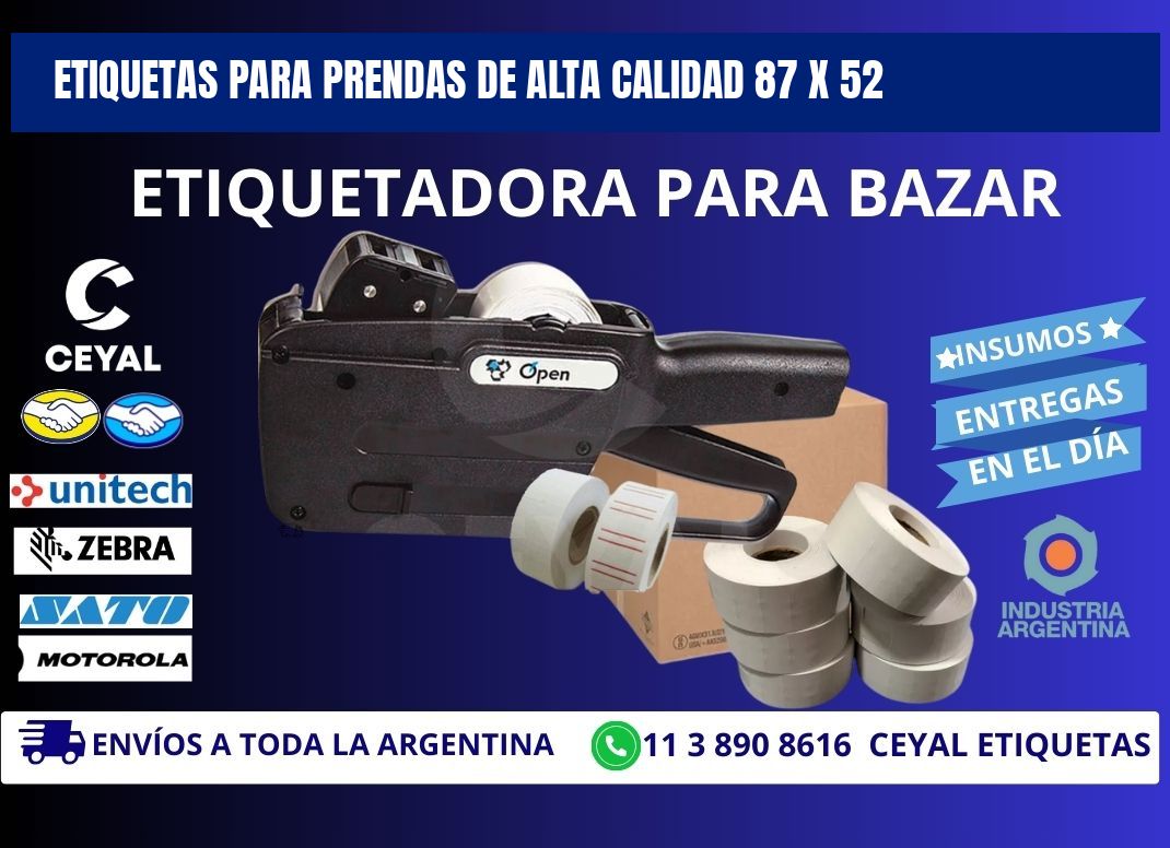 ETIQUETAS PARA PRENDAS DE ALTA CALIDAD 87 x 52