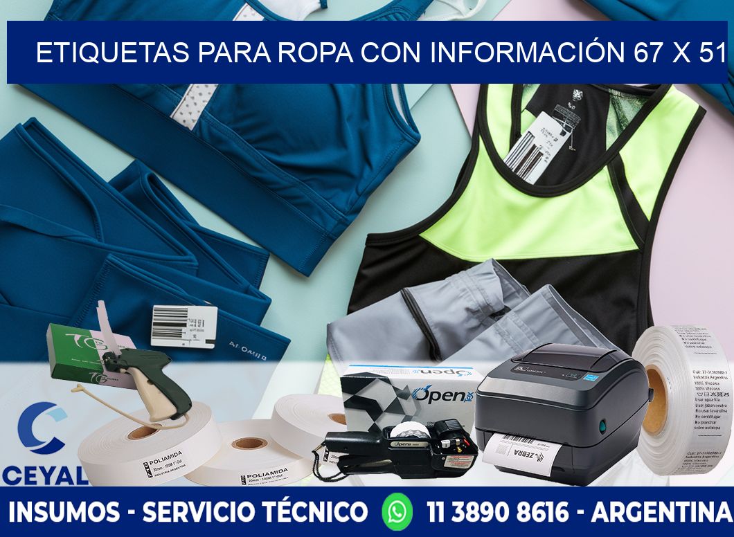 ETIQUETAS PARA ROPA CON INFORMACIÓN 67 x 51