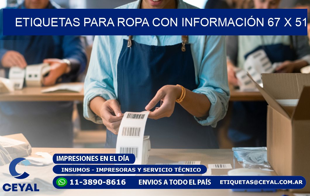 ETIQUETAS PARA ROPA CON INFORMACIÓN 67 x 51