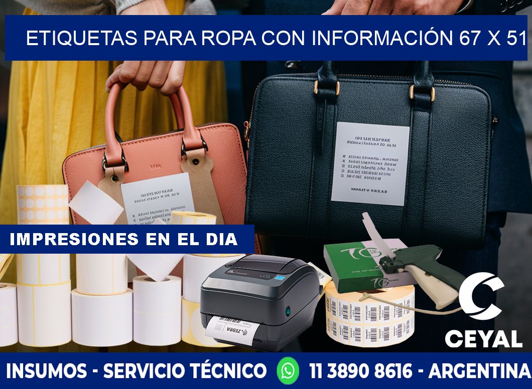 ETIQUETAS PARA ROPA CON INFORMACIÓN 67 x 51