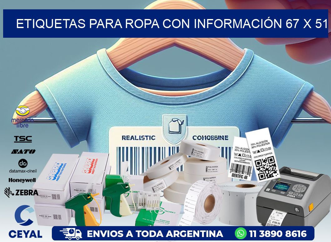 ETIQUETAS PARA ROPA CON INFORMACIÓN 67 x 51