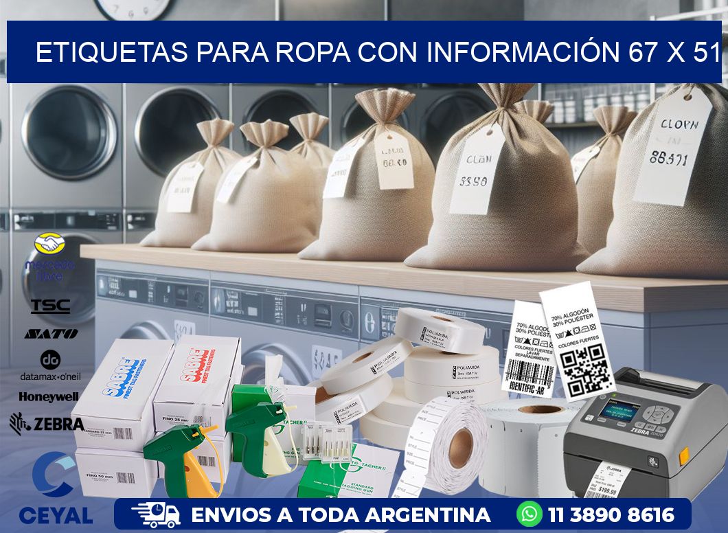 ETIQUETAS PARA ROPA CON INFORMACIÓN 67 x 51