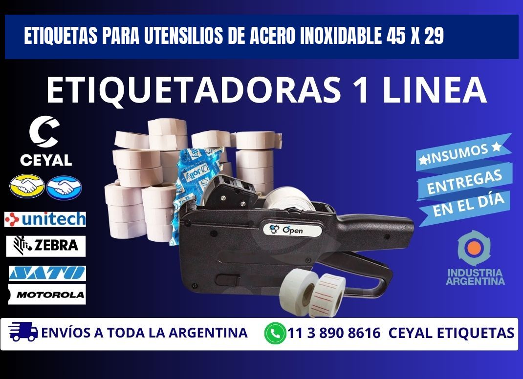 ETIQUETAS PARA UTENSILIOS DE ACERO INOXIDABLE 45 x 29