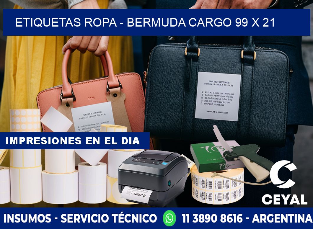 ETIQUETAS ROPA - BERMUDA CARGO 99 x 21