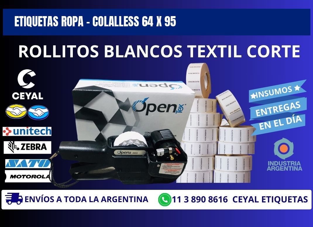 ETIQUETAS ROPA - COLALLESS 64 x 95