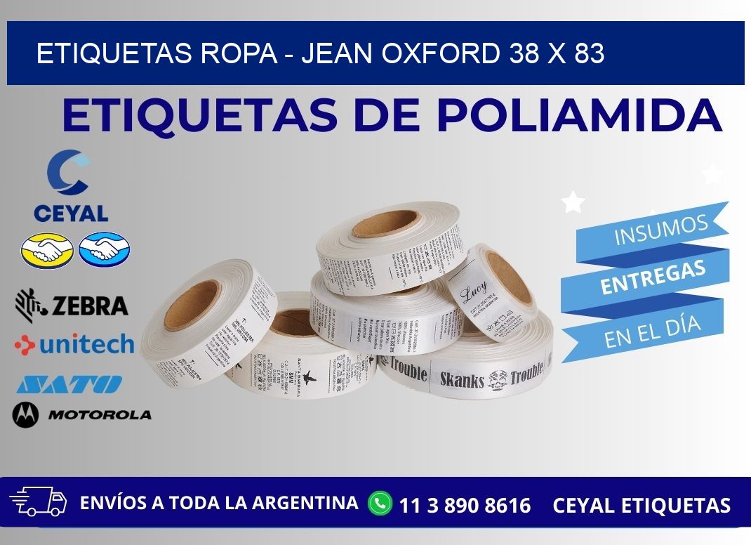 ETIQUETAS ROPA - JEAN OXFORD 38 x 83