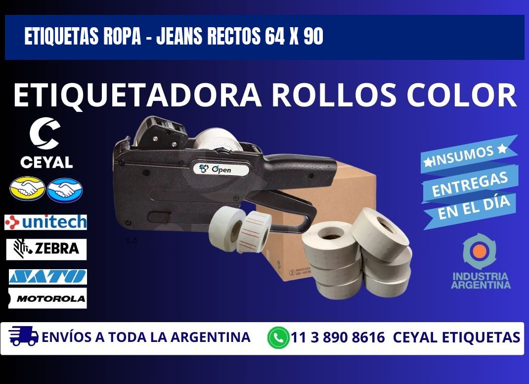 ETIQUETAS ROPA - JEANS RECTOS 64 x 90