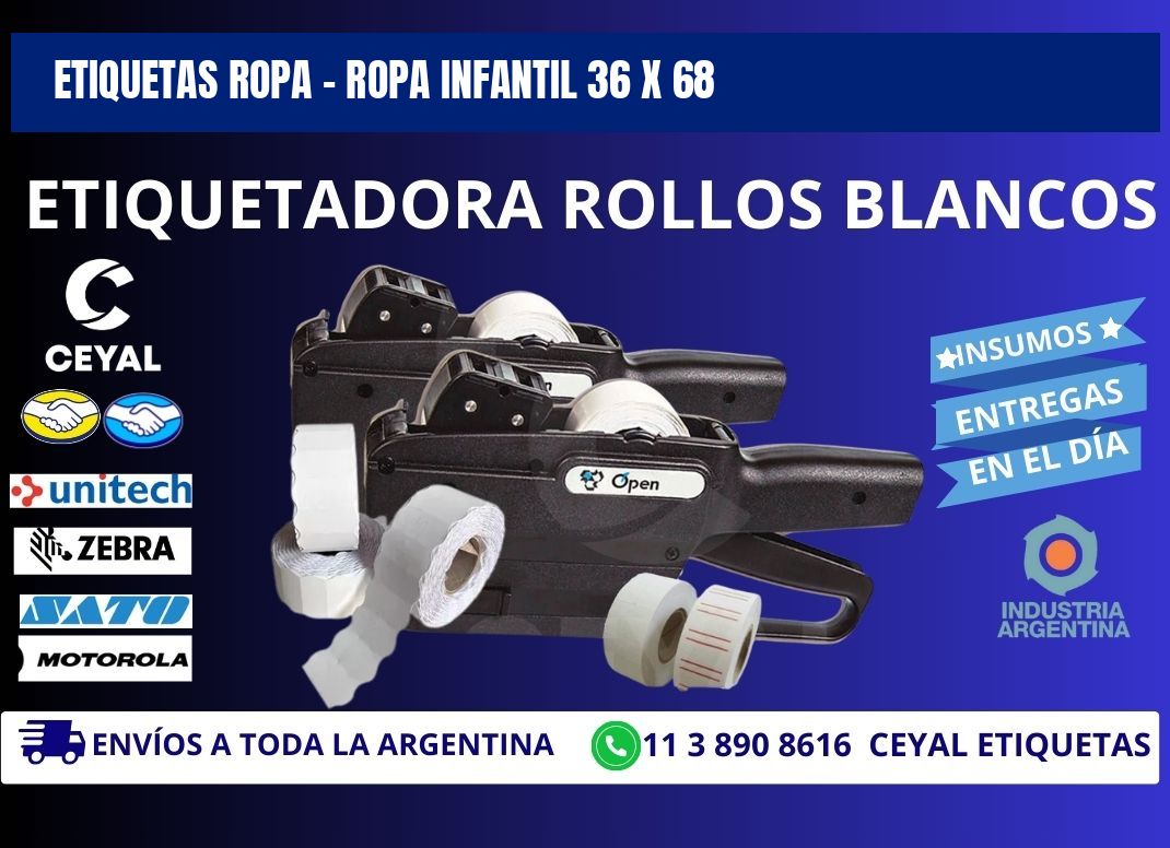 ETIQUETAS ROPA - ROPA INFANTIL 36 x 68