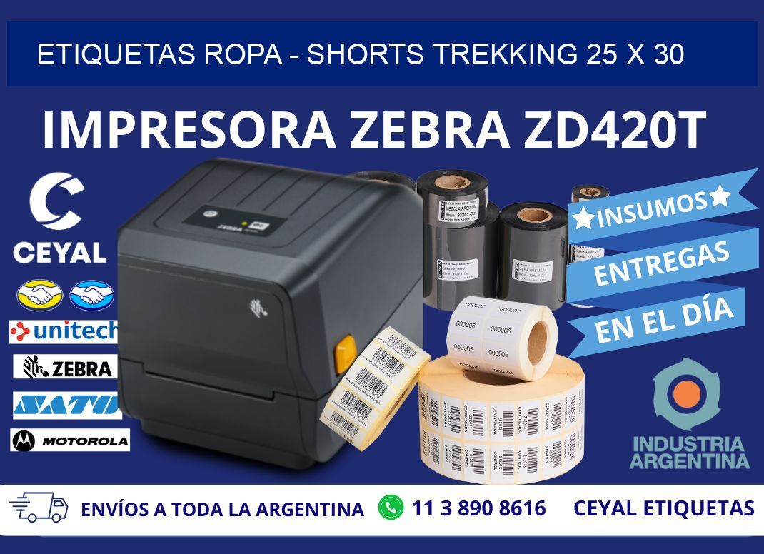 ETIQUETAS ROPA – SHORTS TREKKING 25 x 30