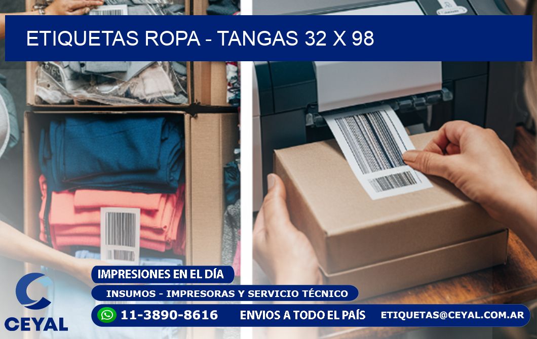 ETIQUETAS ROPA - TANGAS 32 x 98