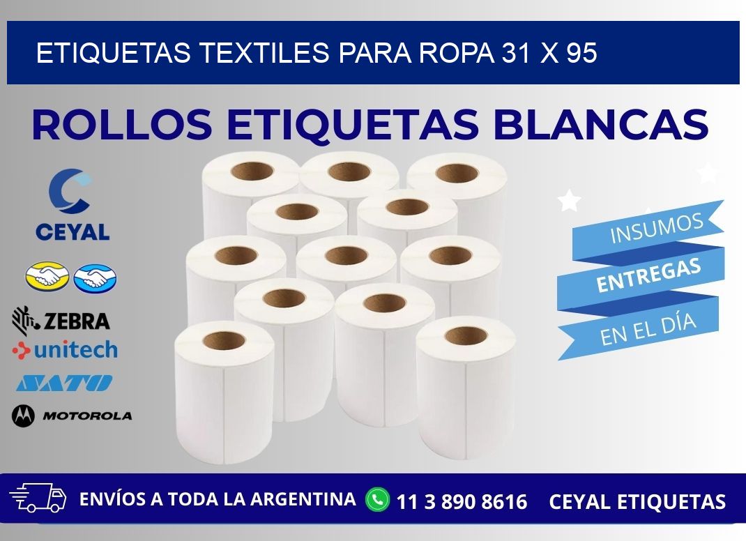 ETIQUETAS TEXTILES PARA ROPA 31 x 95