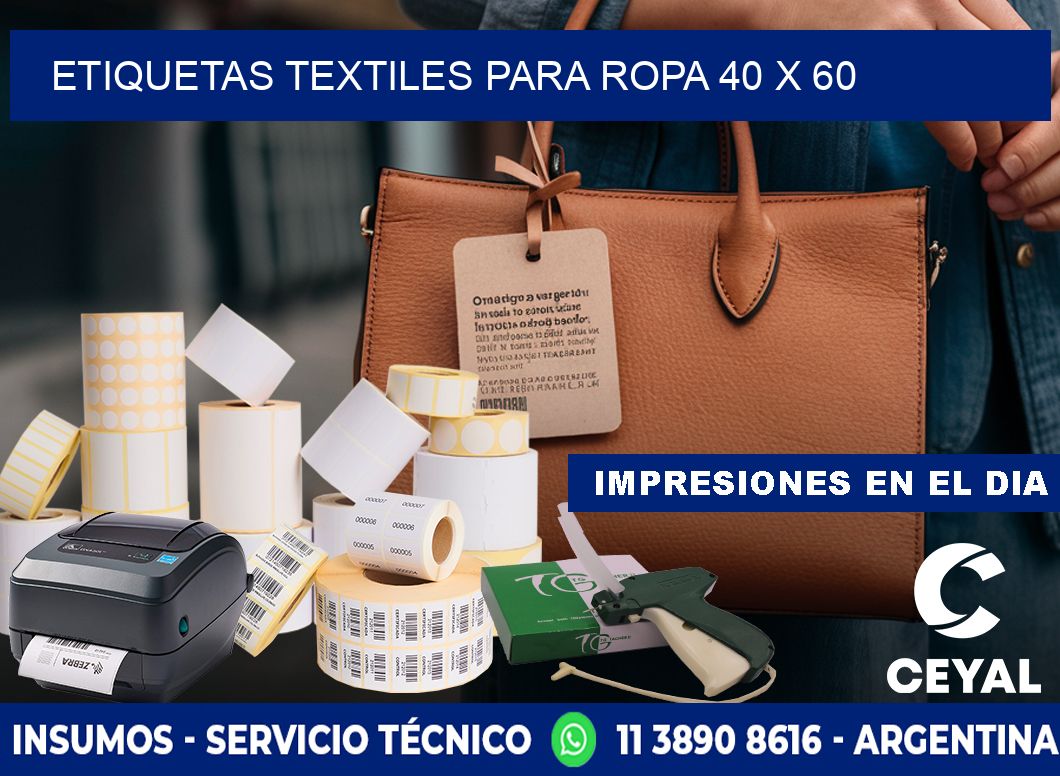 ETIQUETAS TEXTILES PARA ROPA 40 x 60