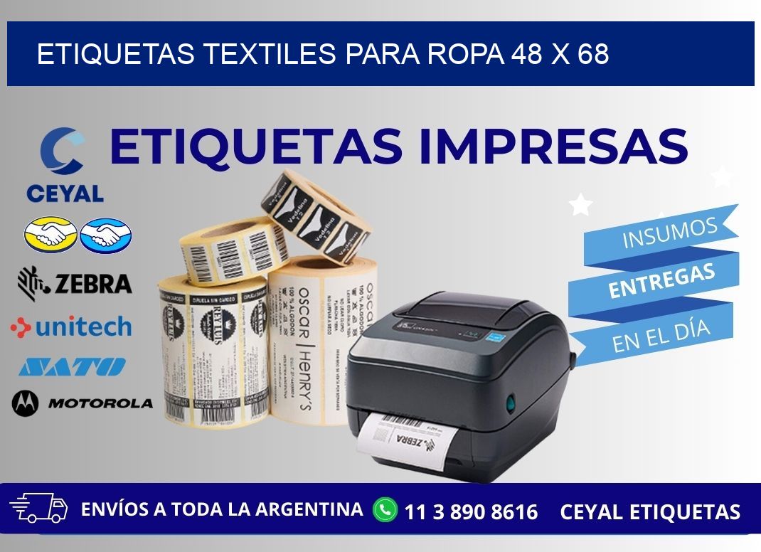ETIQUETAS TEXTILES PARA ROPA 48 x 68