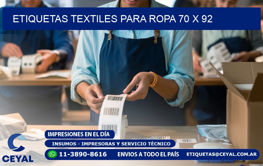 ETIQUETAS TEXTILES PARA ROPA 70 x 92