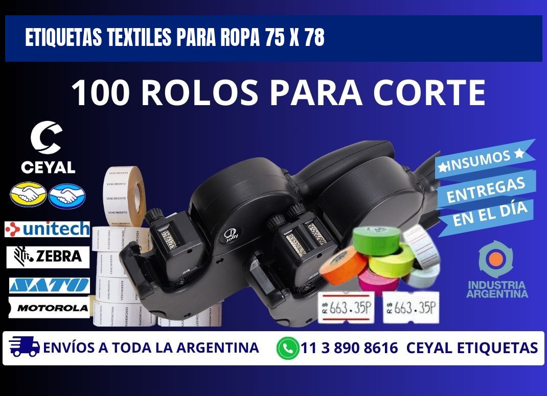 ETIQUETAS TEXTILES PARA ROPA 75 x 78